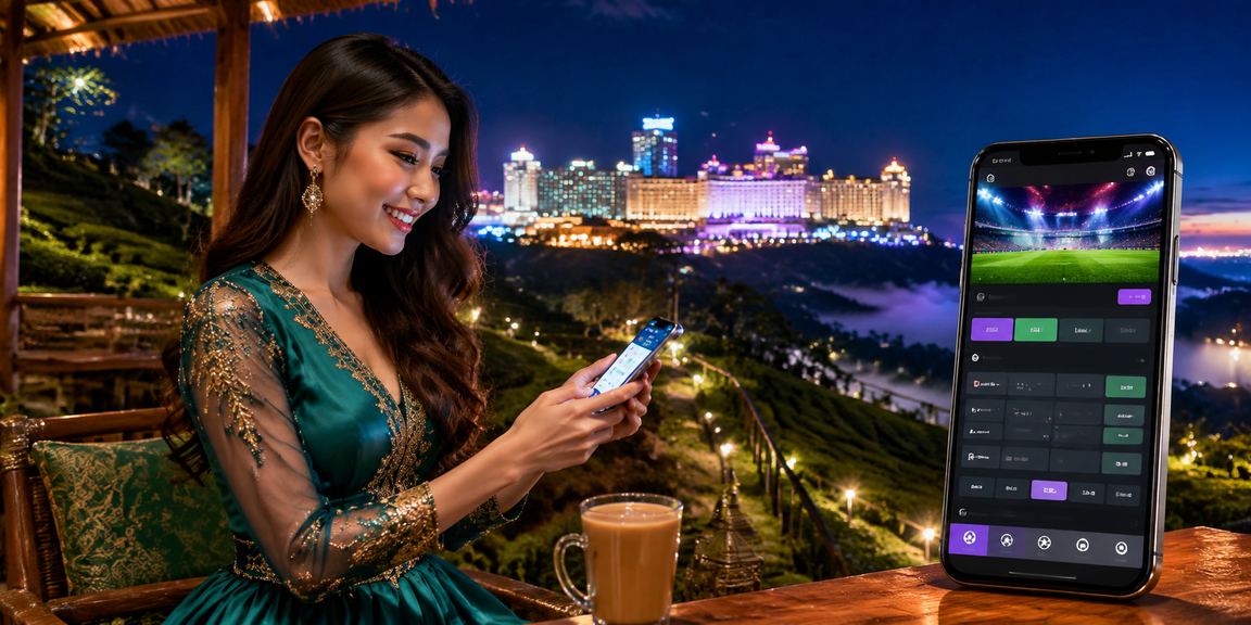 Pengguna f50 log masuk akaun di Genting Highlands melalui telefon pintar